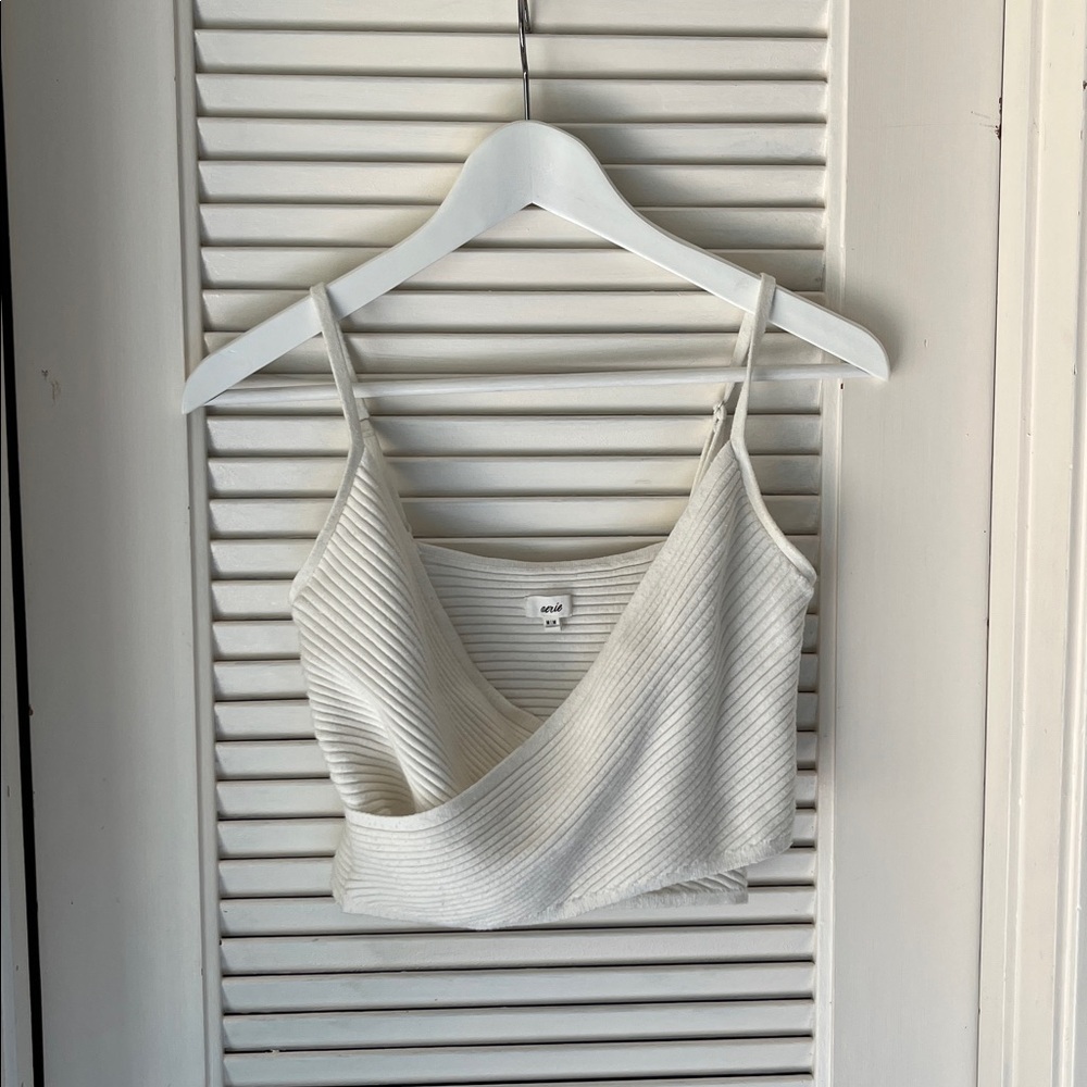 Aerie White Ribbed Tank Top